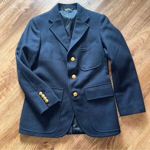 Vintage Polo Ralph Lauren Kids Wool Navy Blue Gold Buttons Blazer size 14 USA